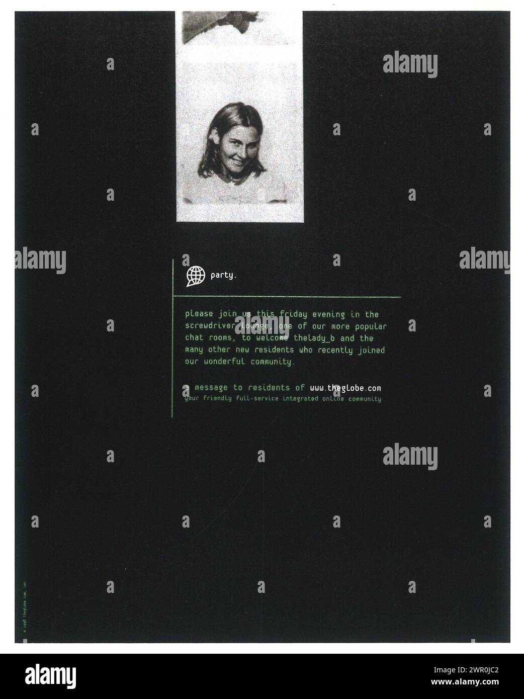 1998 theglobe.com the globe com website ad Stock Photo