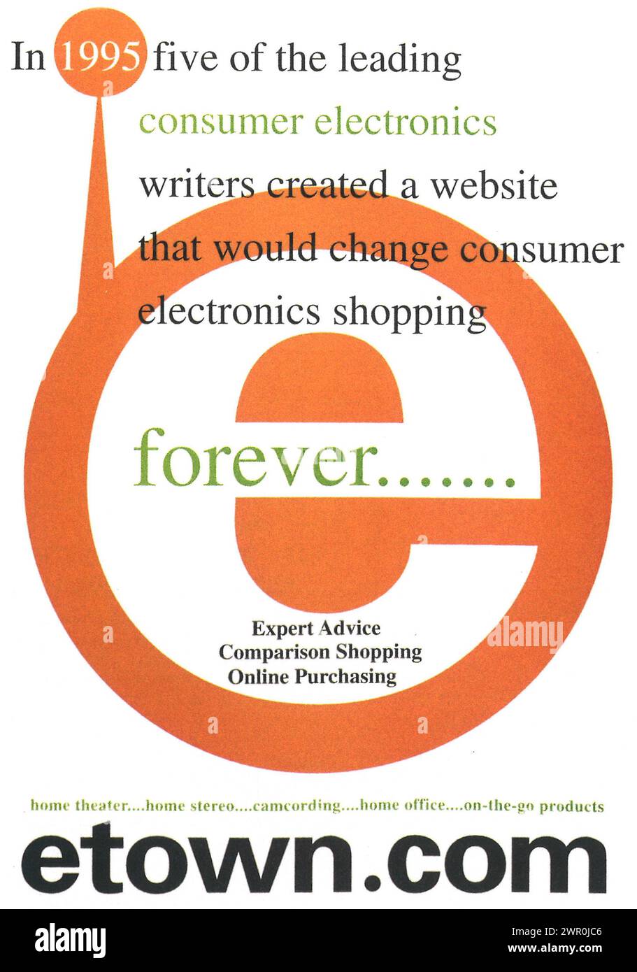 1999 Etown.com website for consumer electronics shopping ad Stock Photo