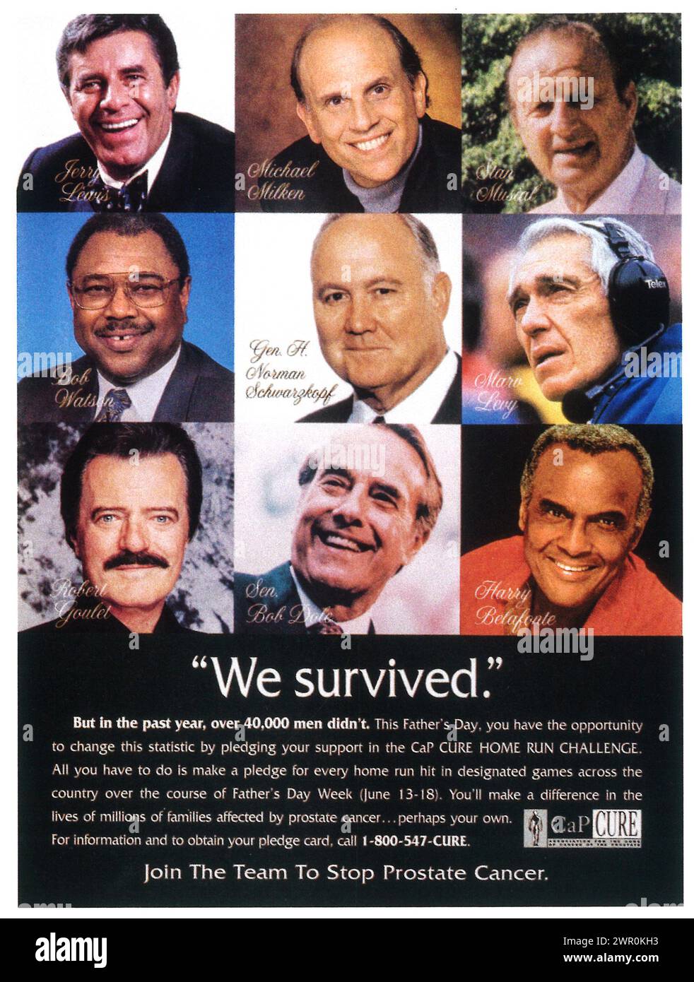 1997 CaP Cure Stop Prostate Cancer Ad Stock Photo