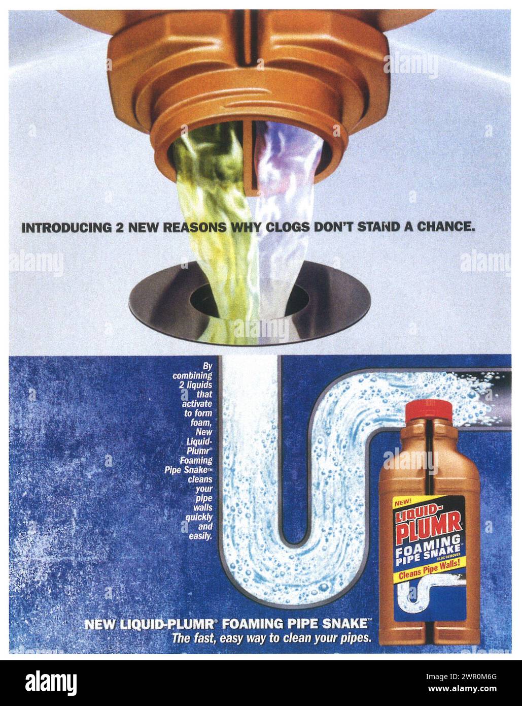 1999 LiquidPlumr ad. "Cleans pipe walls Stock Photo Alamy