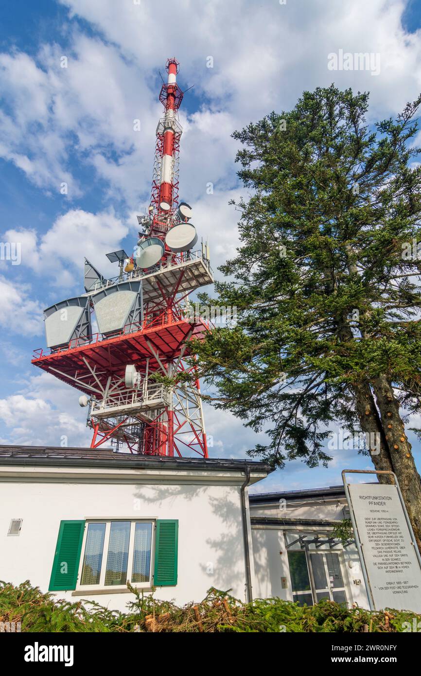 Lochau: radio tower on mountain Pfänder in Bodensee (Lake Constance), Vorarlberg, Austria Stock Photo