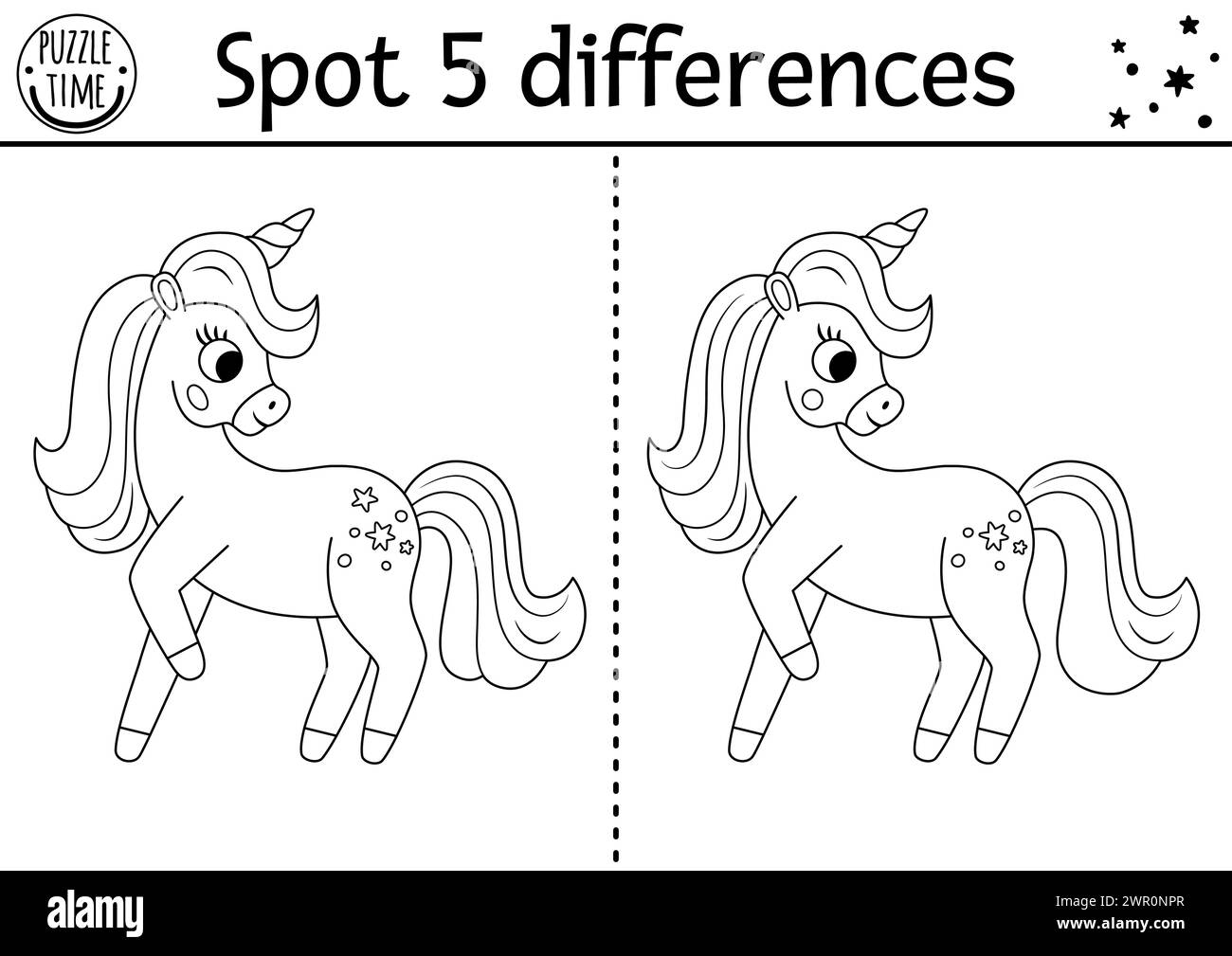 Spot the difference puzzle Black and White Stock Photos & Images - Alamy