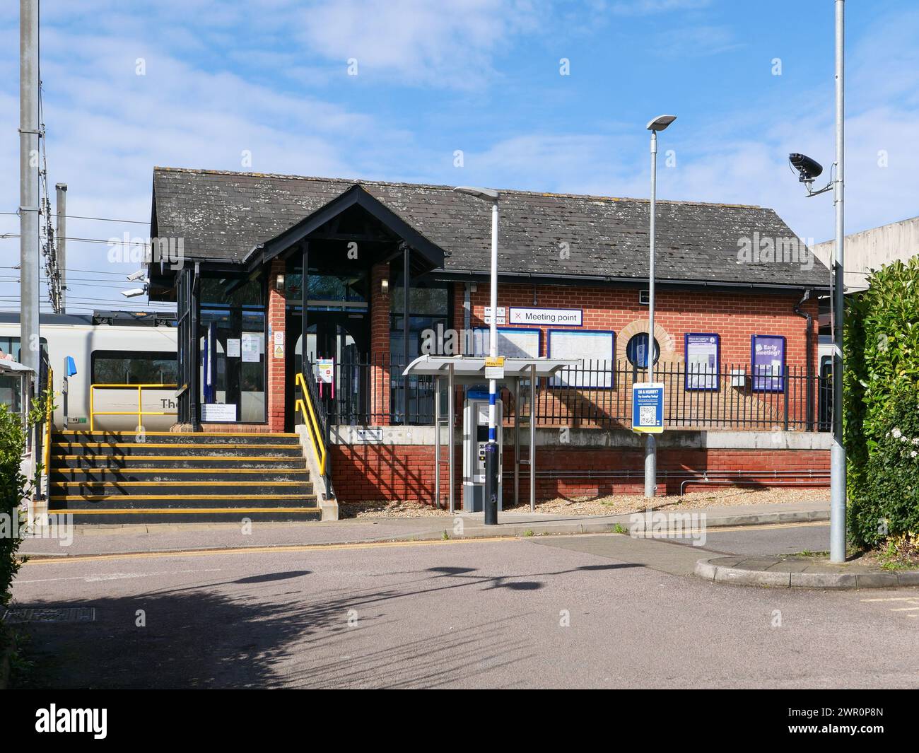 Approach to the railway station at Arlesey, Bedfordshire, England, UK