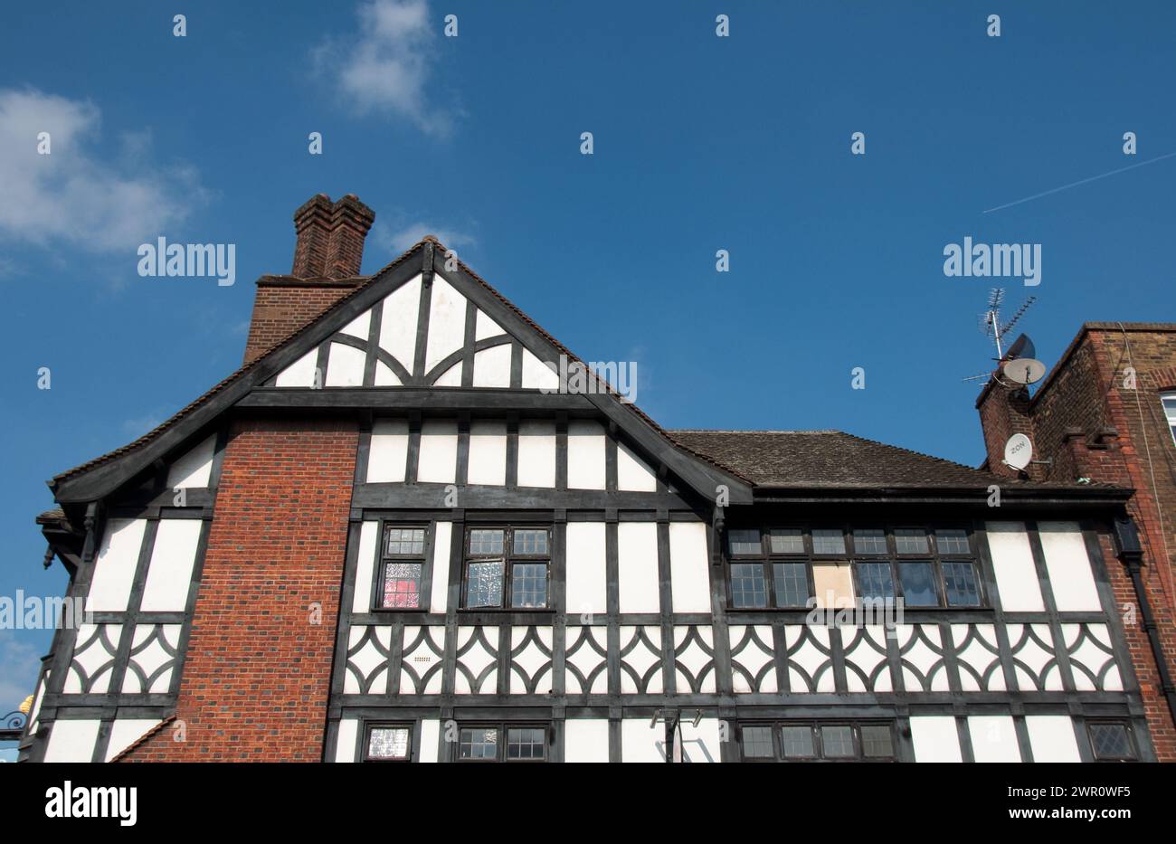 Mock-Tudor-Style House, Plender Street, Camden, London, UK Stock Photo