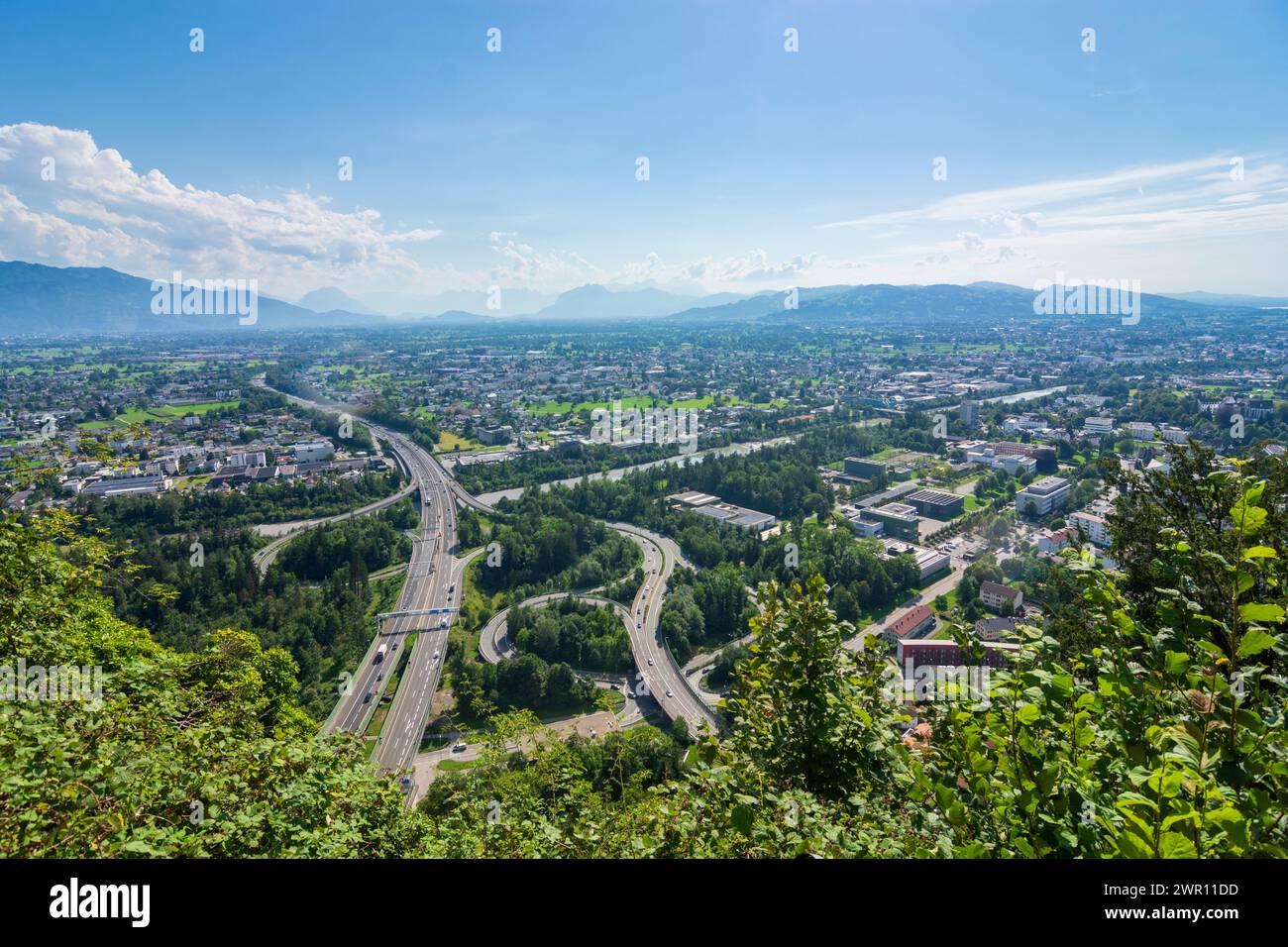 Bregenz: freeway A14 at Knoten Bregrenz, river Bregenzer Ach in ...