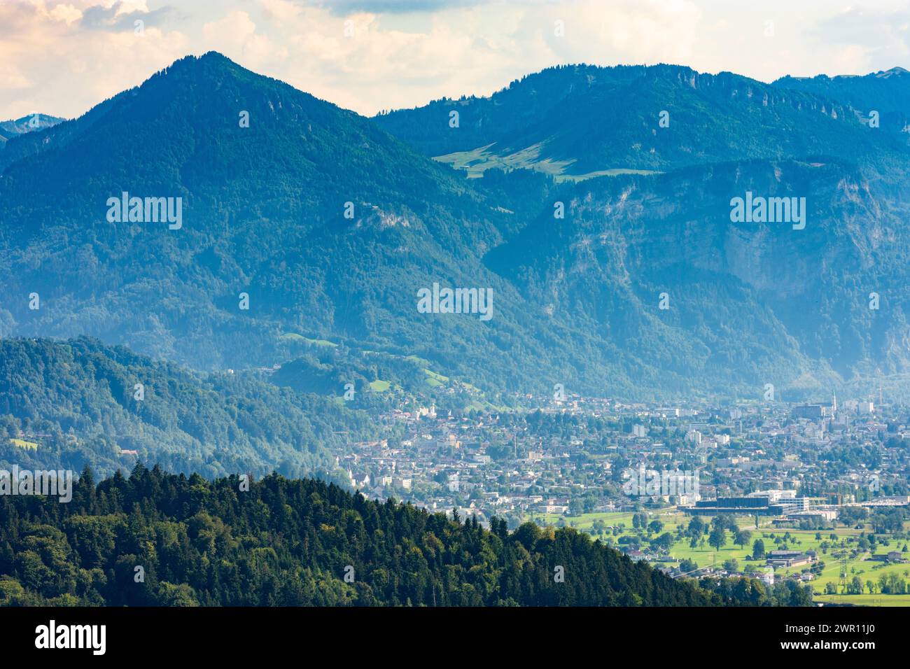 Dornbirn: city Dornbirn, mountain Staufen (left) in Bodensee (Lake Constance), Vorarlberg, Austria Stock Photo