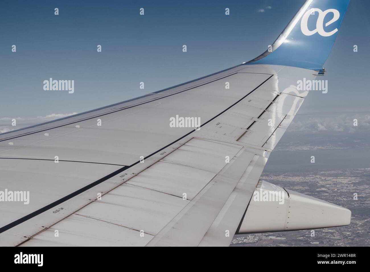 the wing of Air Europa Boeing 737 (Spain) Stock Photo
