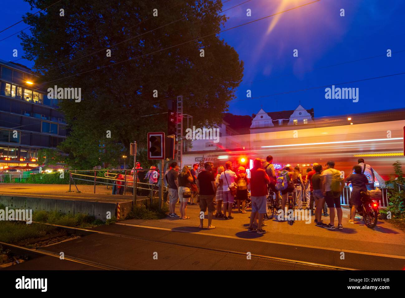 Bregenz railway station Bregenz Hafen, SBahn train of ÖBB, railway