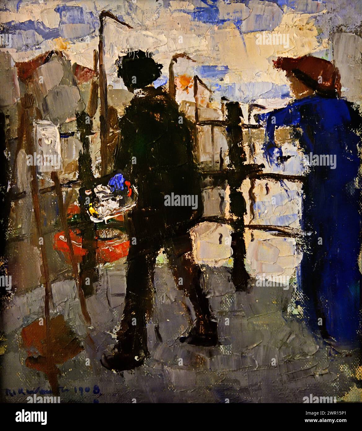 The Painter on the Hoogbrug in Mechelen 1908 by Rik Wouters 1882-1936 Belgian Belgium Royal Museum of Fine Arts,  Antwerp, Belgium, Belgian. Stock Photo