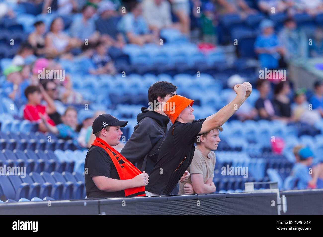 Sydney, Australia. 10th Mar, 2024. Brisbane Roar fans showing their support during the A-League Men Rd20 match between Sydney FC and Brisbane Roar at Allianz Stadium on March 10, 2024 in Sydney, Australia Credit: IOIO IMAGES/Alamy Live News Stock Photo