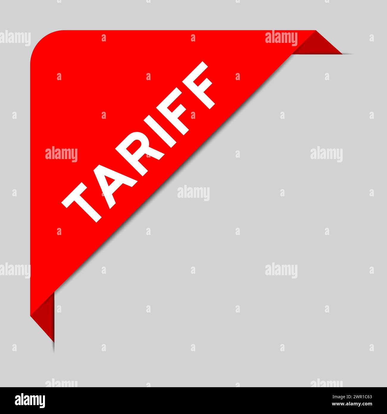 Red color of corner label banner with word tariff on gray background Stock Vector