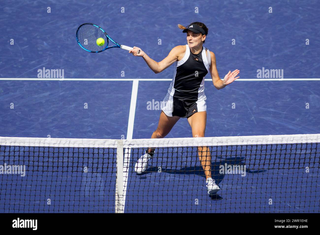 March 9, 2024: Clara Burel (FRA) was defeated by Coco Gauff (USA) 6-2, 3-6, 6-7(4) in the second round of the BNP Paribas Open at the Indian Wells Tennis Garden in Indian Wells, California. Â©Mal Taam/TennisClix/CSM (Credit Image: © Mal Taam/Cal Sport Media) Stock Photo