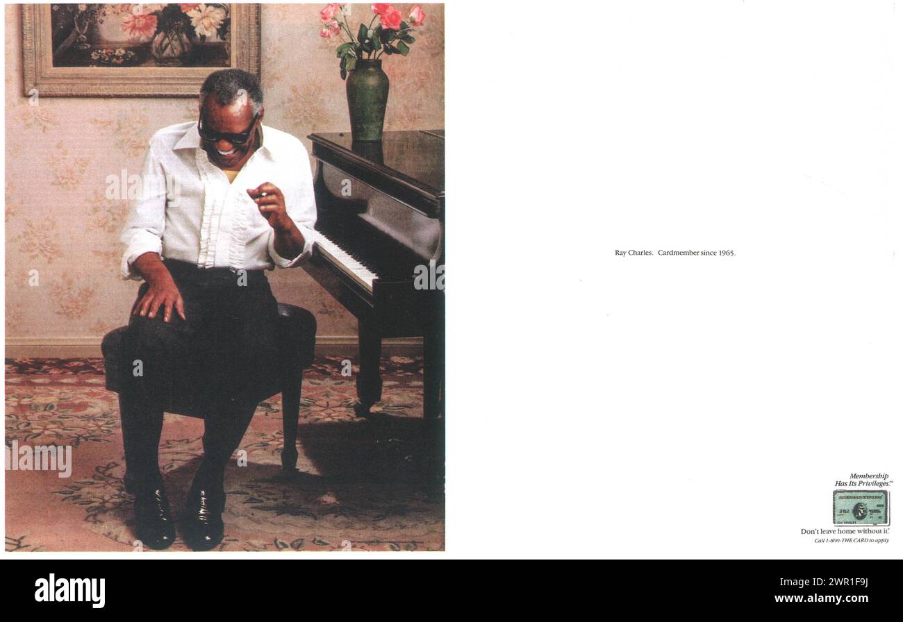 1991 American Express card print ad with Ray Charles Stock Photo