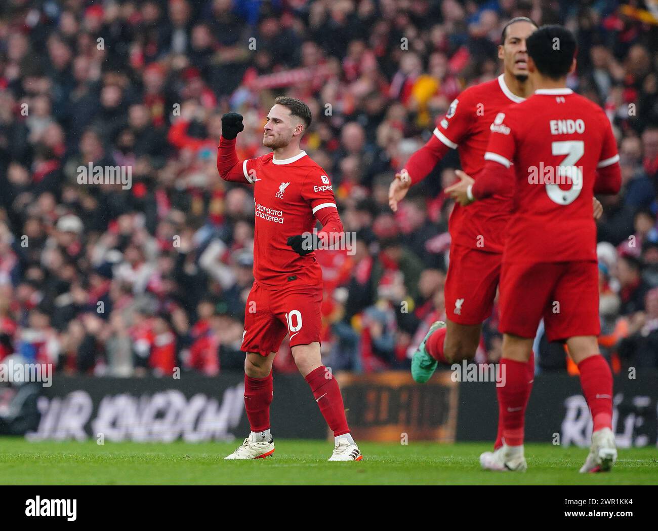 Liverpool's Alexis Mac Allister celebrates after scoring their first