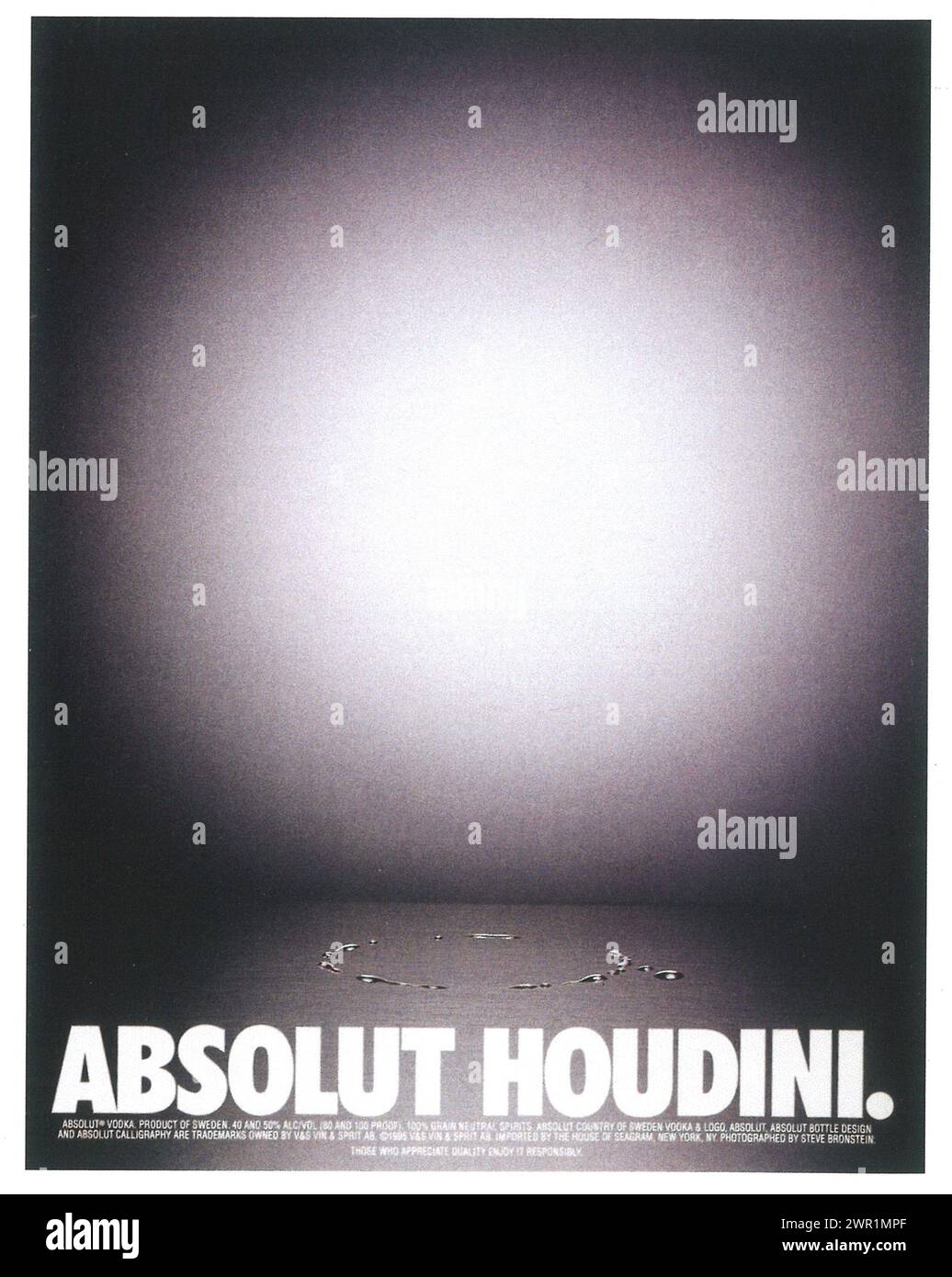 1996 Absolut Houdini Print Ad. Stock Photo