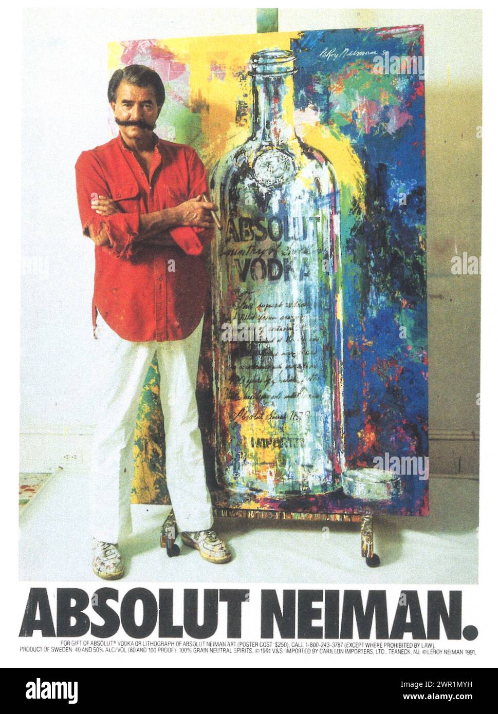 1991 Absolut Neiman Vodka print ad. Absolut LeRoy Neiman Stock Photo