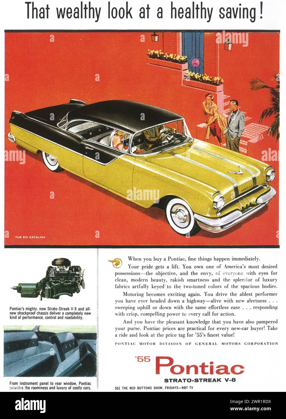 1955 Pontiac Star Chief Print Ad Stock Photo