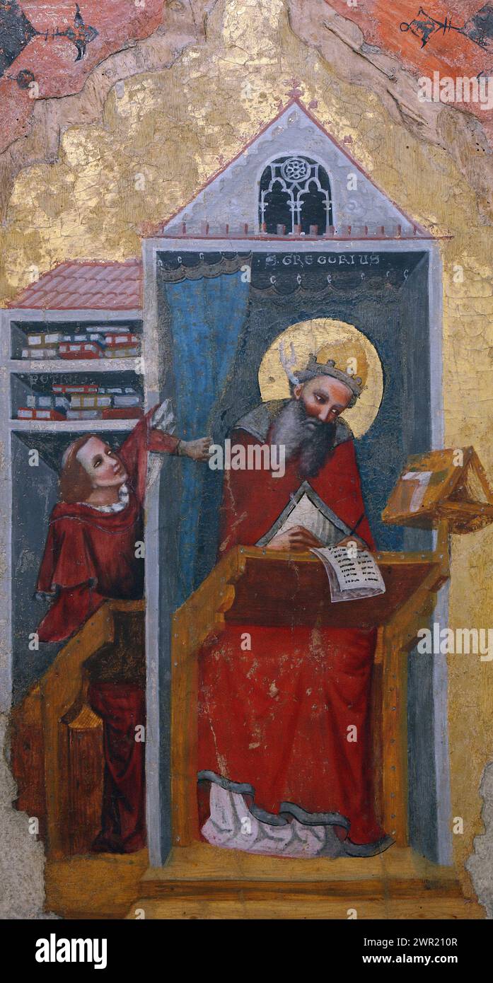 Italy Emilia Romagna Bologna - National Art Gallery  -  Pseudo Jacopino- Saint Gregory in the study - 1329 Stock Photo
