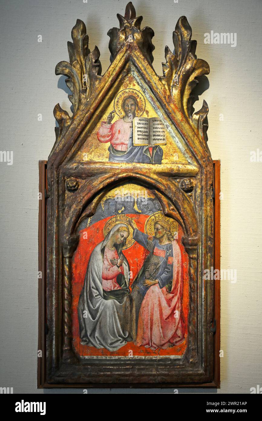 Italy Emilia Romagna Bologna - National Art Gallery  -  Lippo di Dalmasi -  Coronation of the Virgin. Christ Blessing 1394 Stock Photo