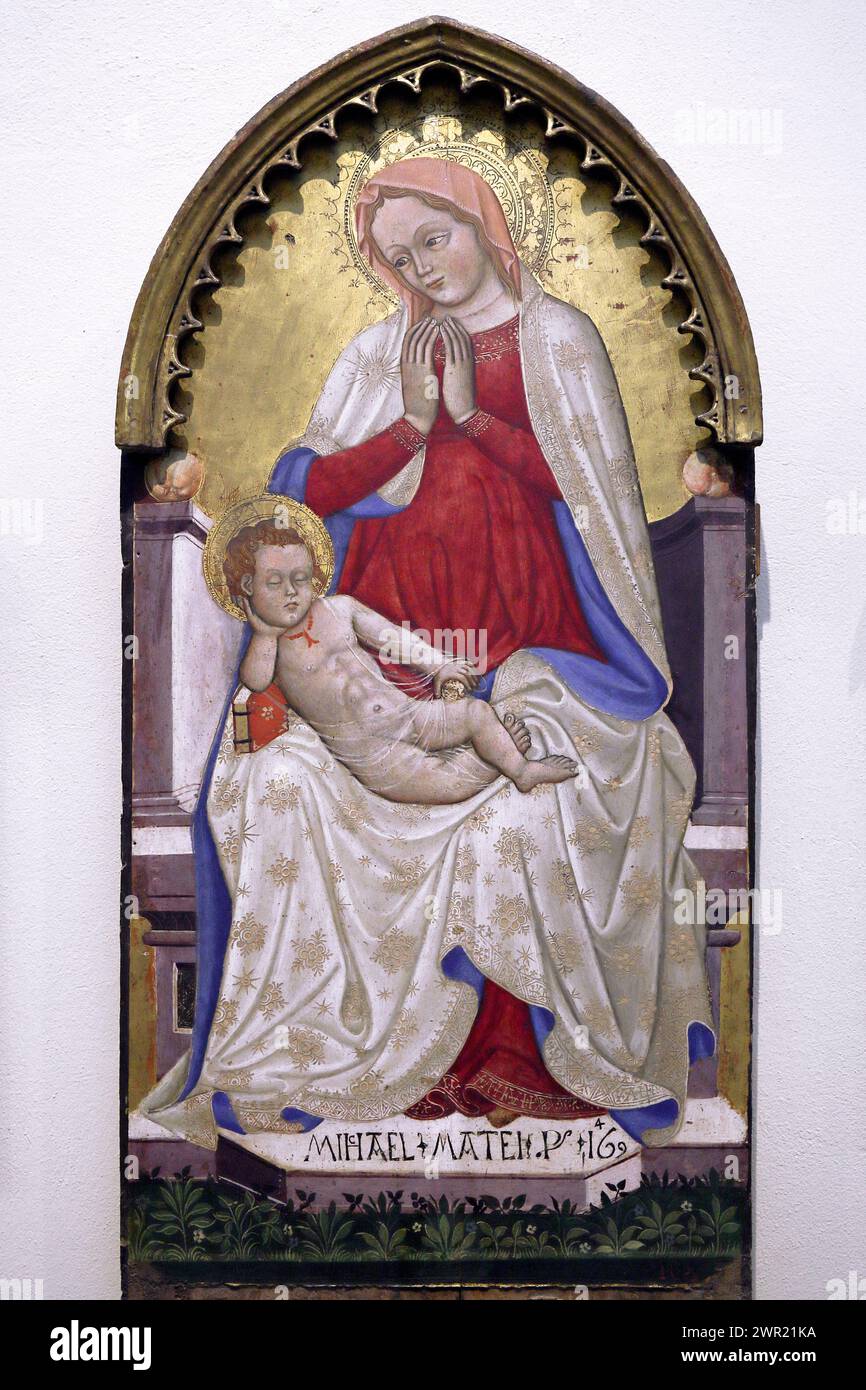 Italy Emilia Romagna Bologna - National Art Gallery  - Michele di Matteo. polyptych 1469 - Madonna with child Stock Photo