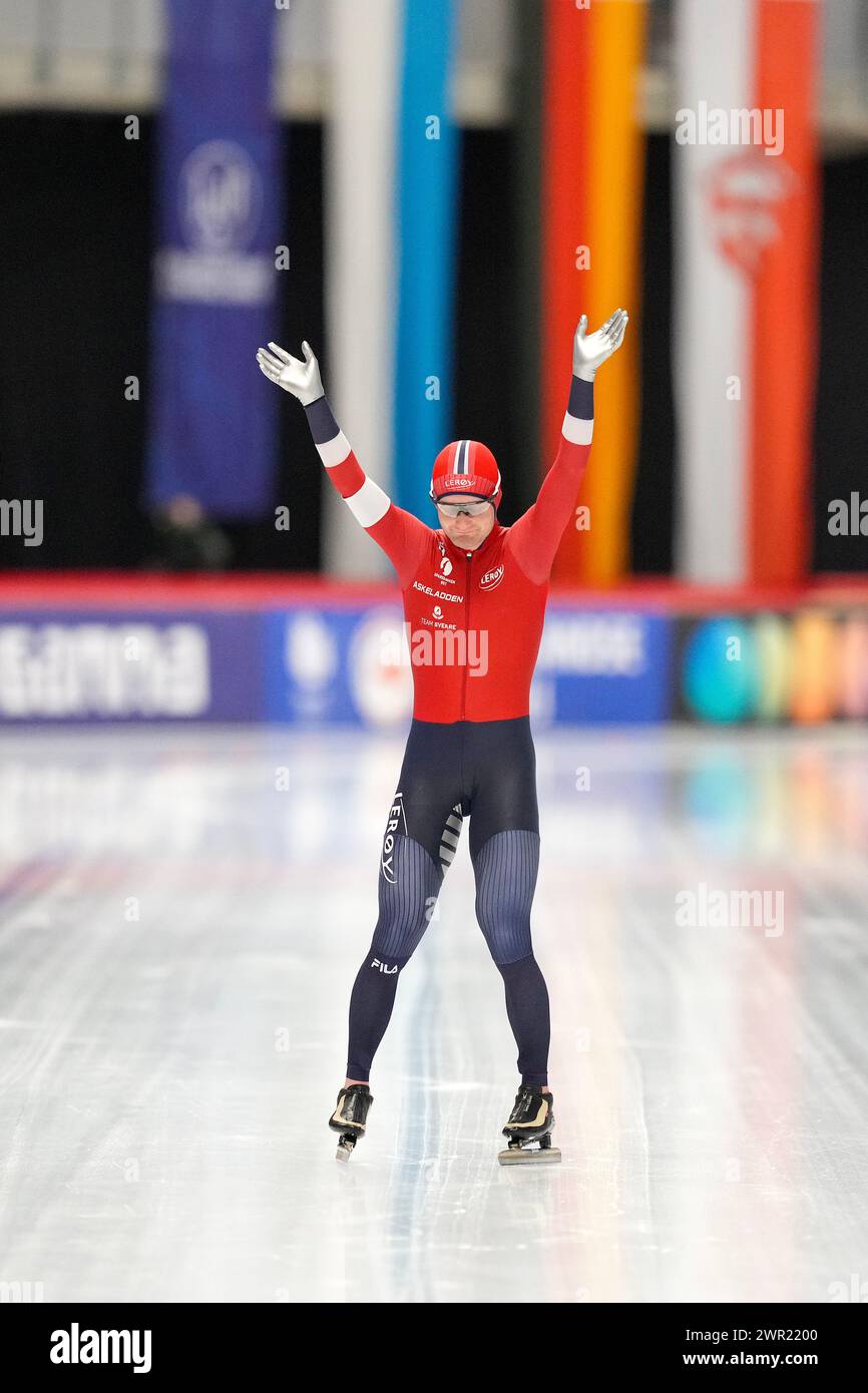 Inzell, Germany. 10th Mar, 2024. INZELL, GERMANY - MARCH 10: Sverre Lunde Pedersen of Norway during the ISU World Speed Skating Allround Championships at Max Aicher Arena on March 10, 2024 in Inzell, Germany. (Photo by Douwe Bijlsma/Orange Pictures) Credit: Orange Pics BV/Alamy Live News Stock Photo
