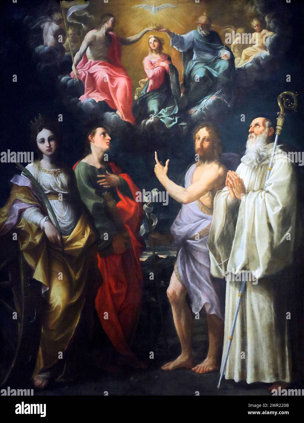 Italy Emilia Romagna Bologna - National art gallery - Coronation of the Virgin with Saints John the Evangelist, John the Baptist, Bernard and Catherine of Alexandria. by Guido Reni in 1610 Stock Photo