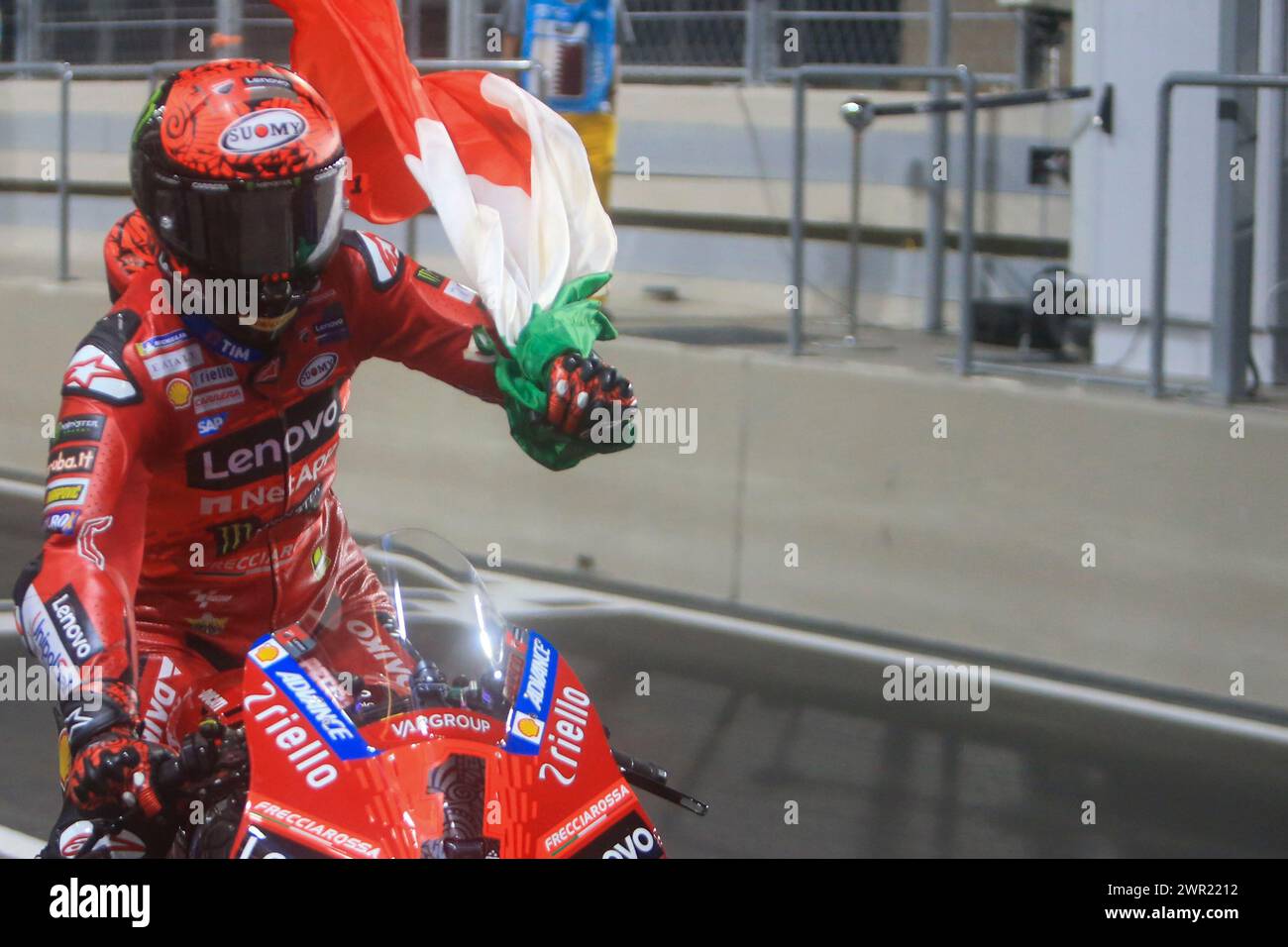 Race winner Italian rider Francesco Bagnaia of the Ducati Lenovo Team ...