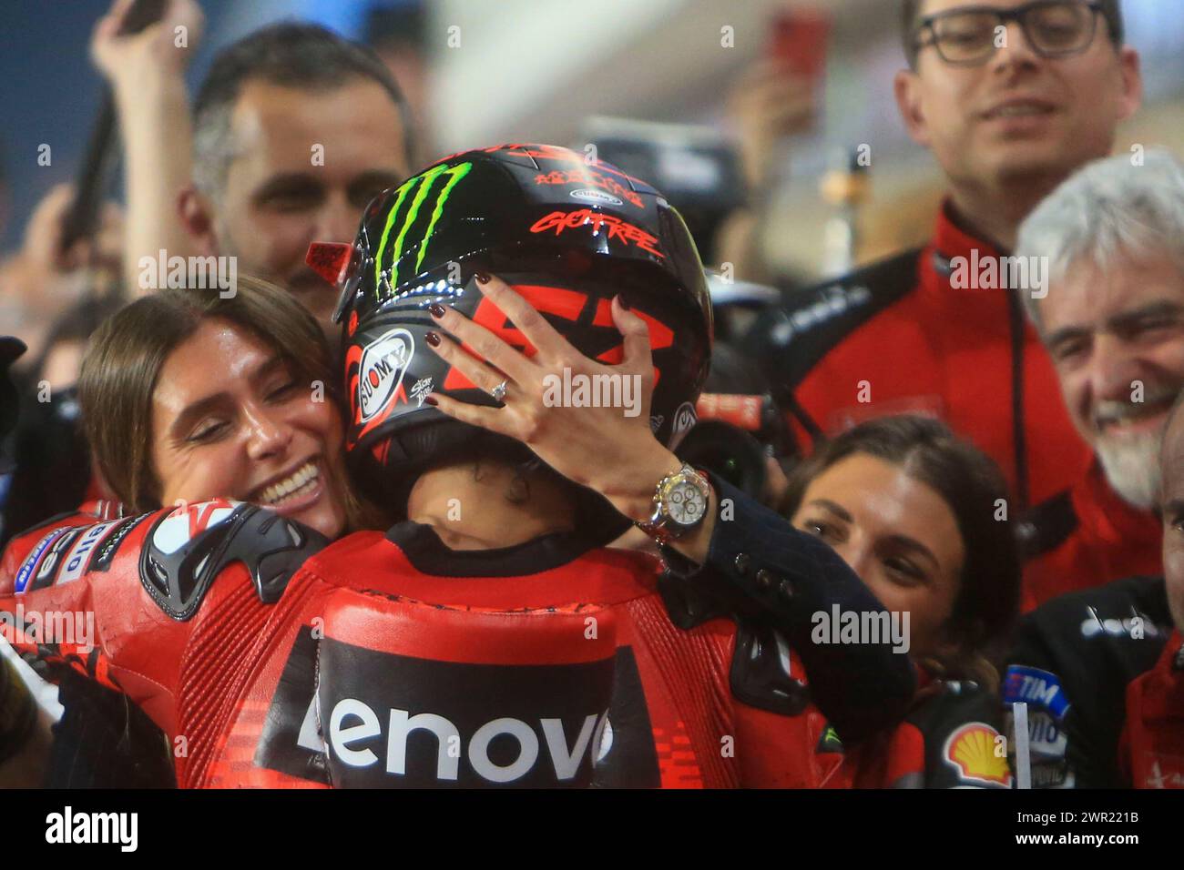 Italian rider Francesco Bagnaia of the Ducati Lenovo Team celebrates ...