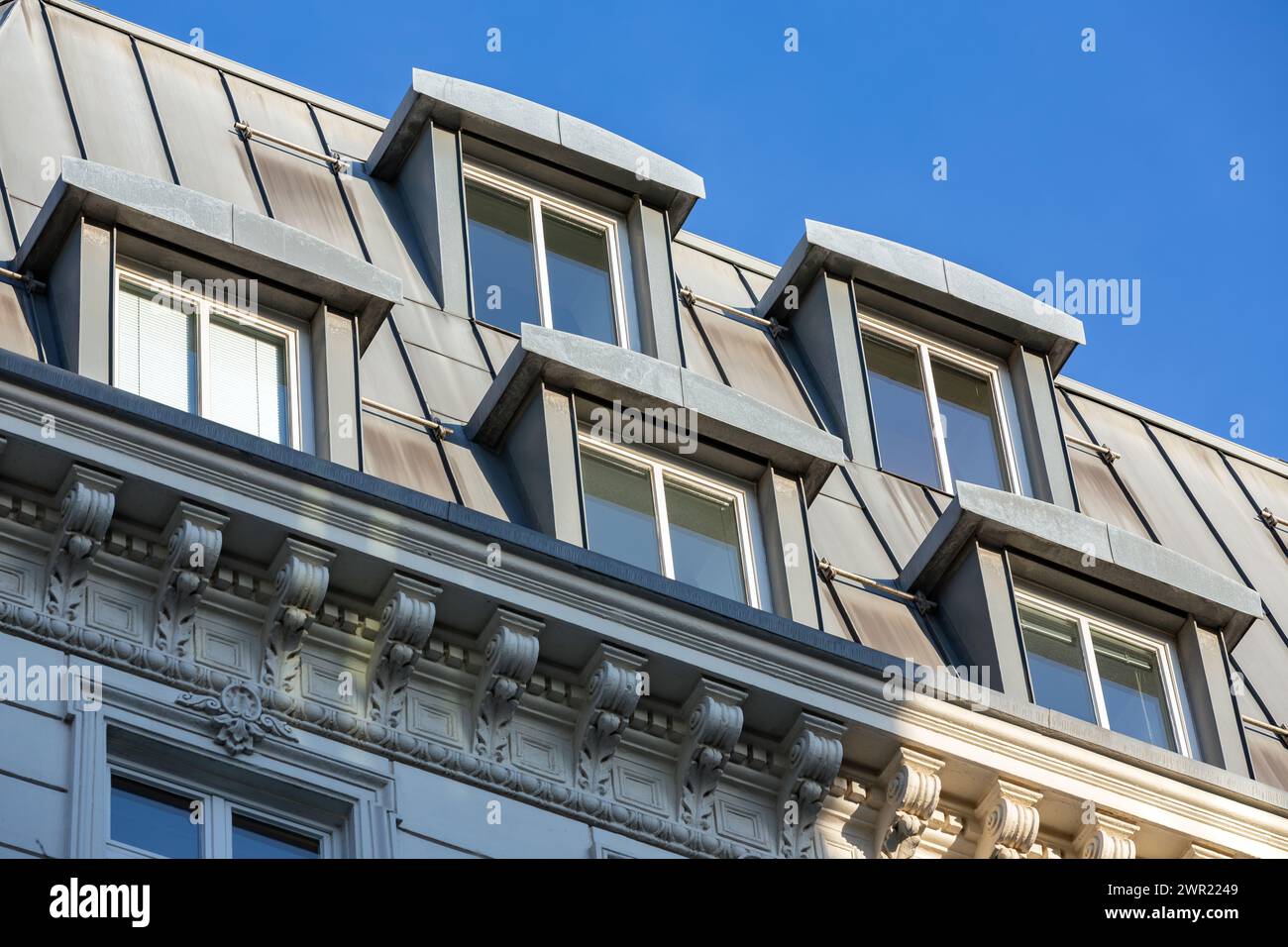 metal cladded attic with dormers Stock Photo - Alamy
