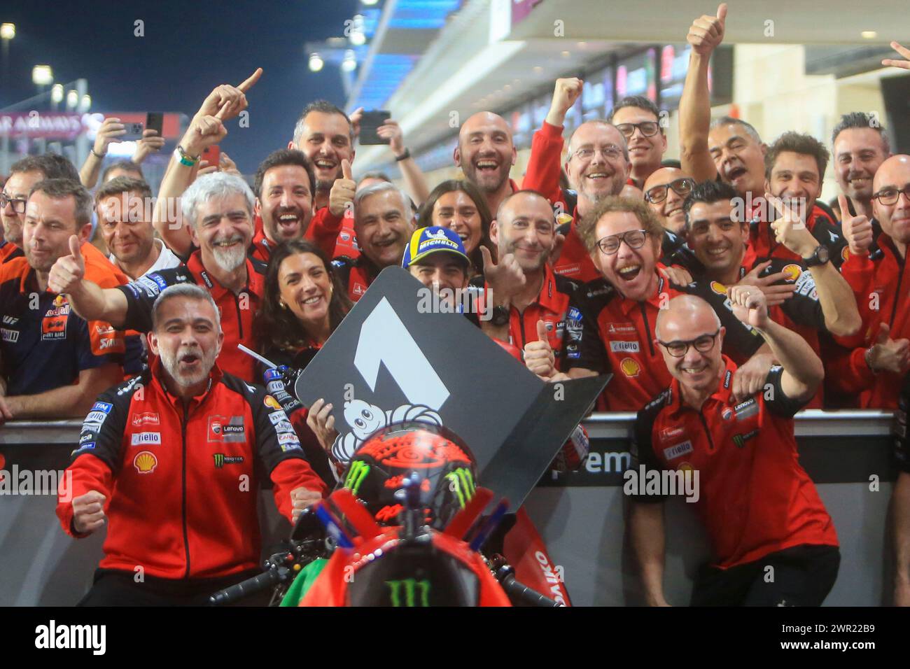 Race winner Italian rider Francesco Bagnaia of the Ducati Lenovo Team ...