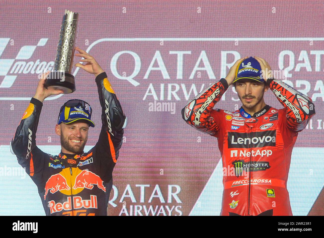 Race winner Italian rider Francesco Bagnaia of the Ducati Lenovo Team ...