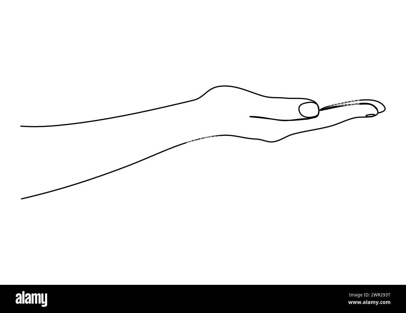 Outstretched palm. One line drawing vector illustration. Stock Vector