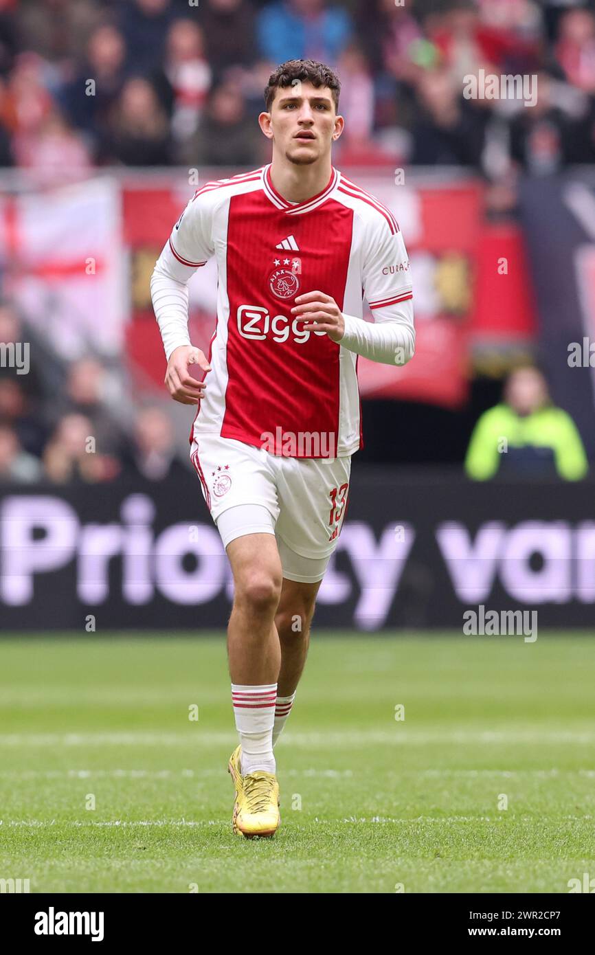 Amsterdam, Netherlands. 10th Mar, 2024. AMSTERDAM, NETHERLANDS - MARCH 10: Ahmetcan Kaplan of AFC Ajax during the Dutch Eredivisie match between Ajax and Fortuna Sittard at Johan Cruijff ArenA on March 10, 2024 in Amsterdam, Netherlands. (Photo by Peter Lous/Orange Pictures) Credit: Orange Pics BV/Alamy Live News Stock Photo