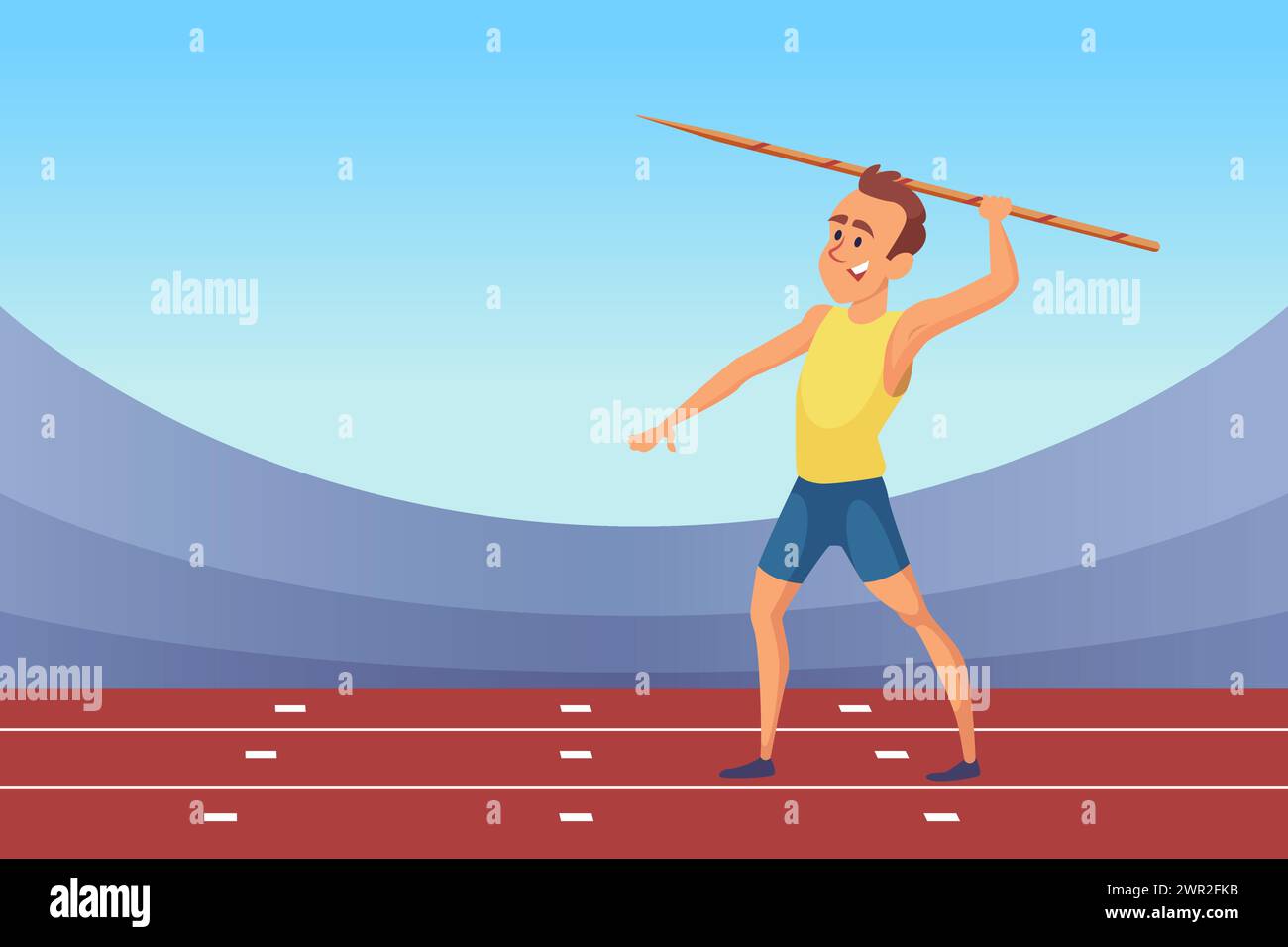 Javelin throwing olympic sport game man holding spear Stock Vector