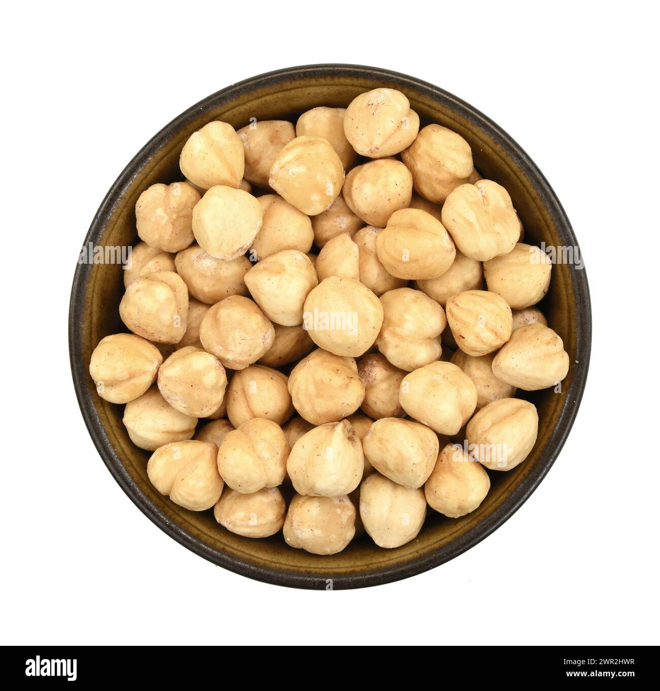 Bowl of peeled hazelnuts isolated on white background. Package design ...