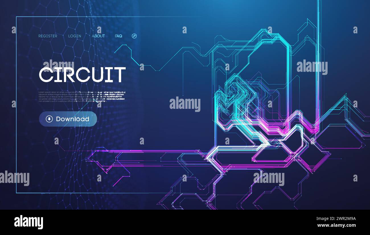 Neon Circuit Board Design on Dark Background for Technology Concept ...
