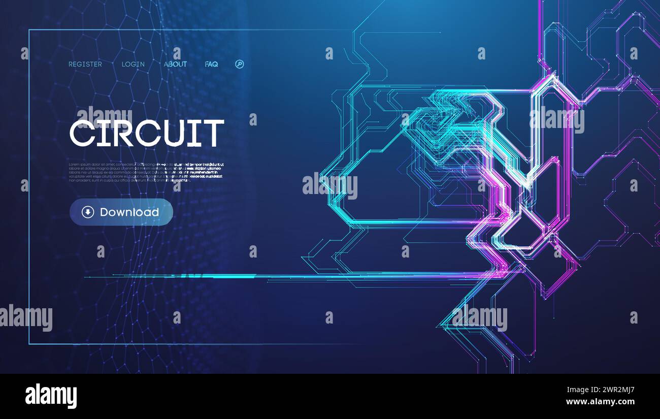 Neon Circuit Board Design on Dark Background for Technology Concept ...