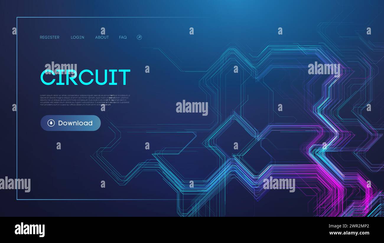 Neon Circuit Board Design on Dark Background for Technology Concept ...