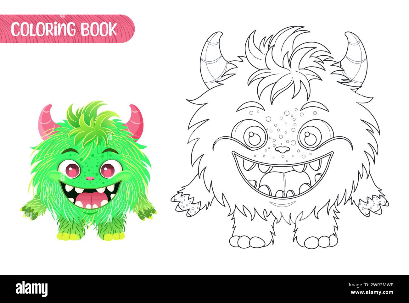 Coloring book for kids. Cute funny monster. Stock Vector