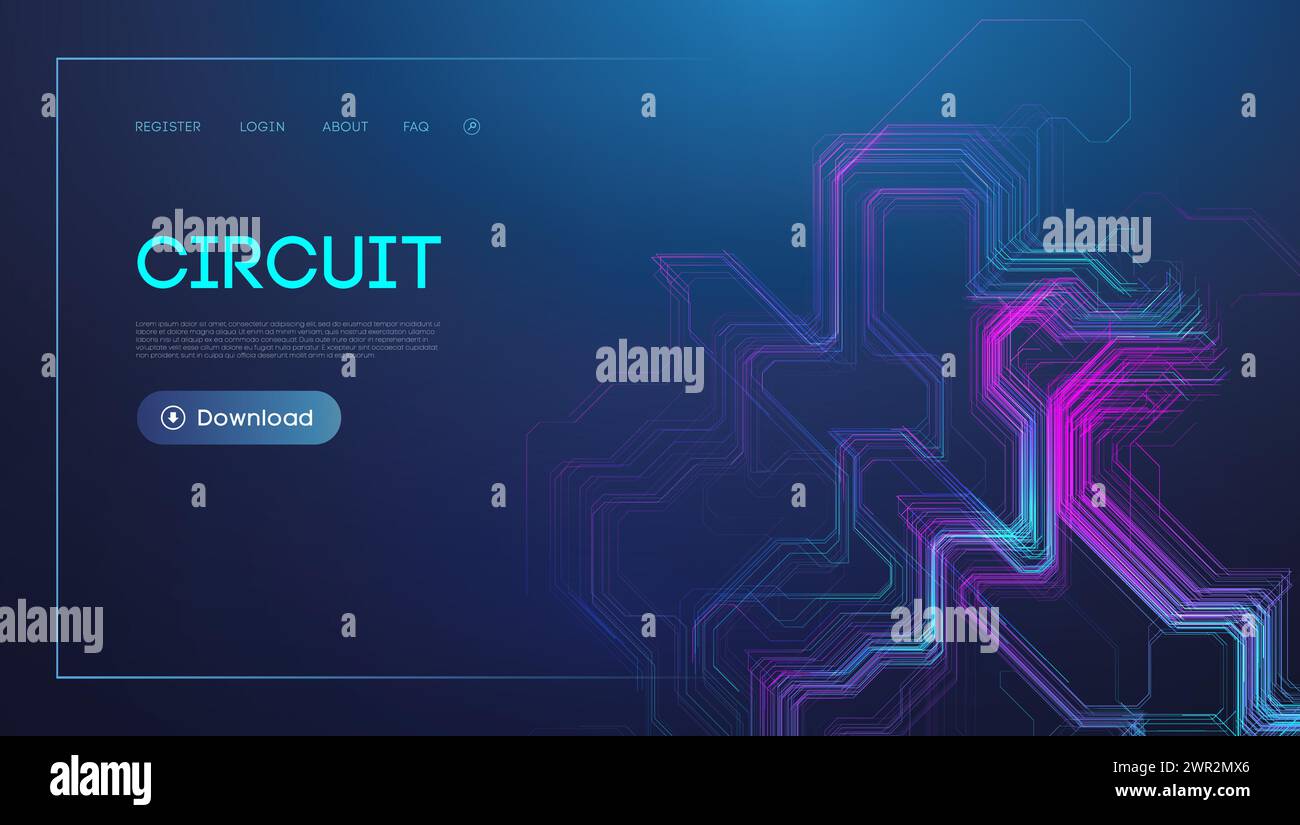 Neon Circuit Board Design on Dark Background for Technology Concept ...