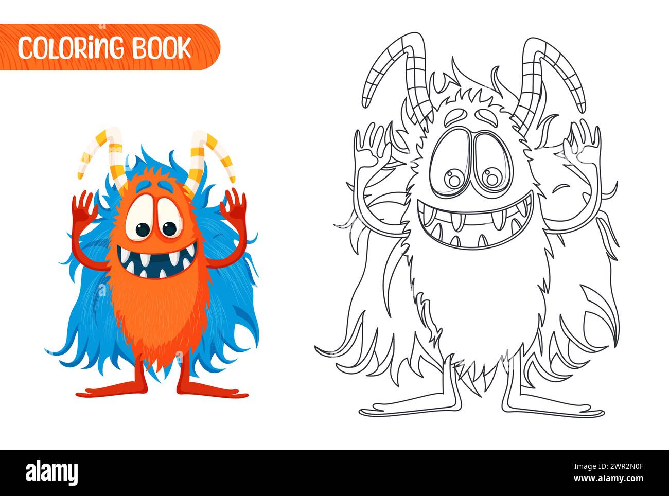 Coloring book for kids. Cute funny monster. Stock Vector