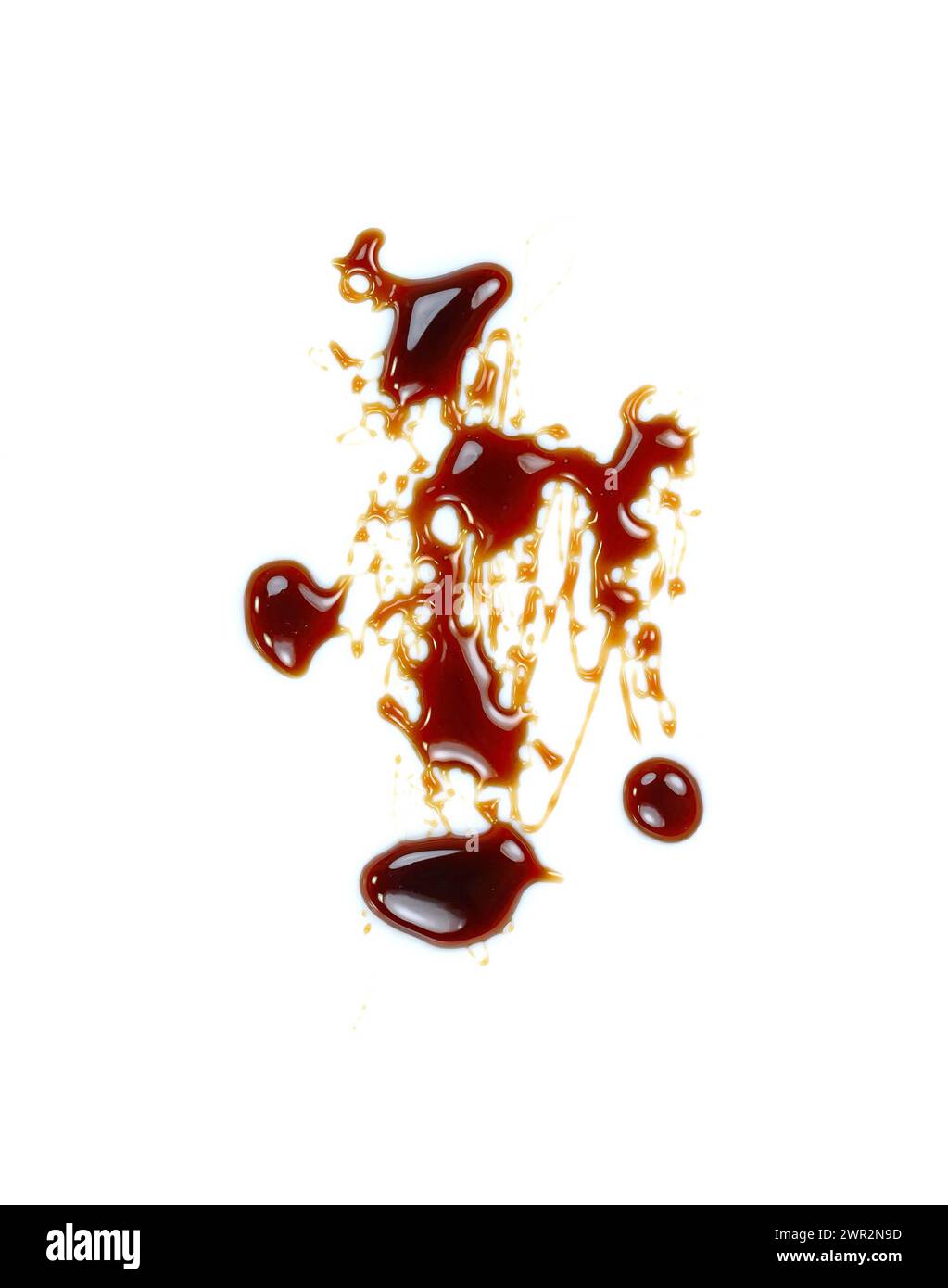 Pomegranate sauce dressing isolated on white. Pomegranate syrup puddle ...