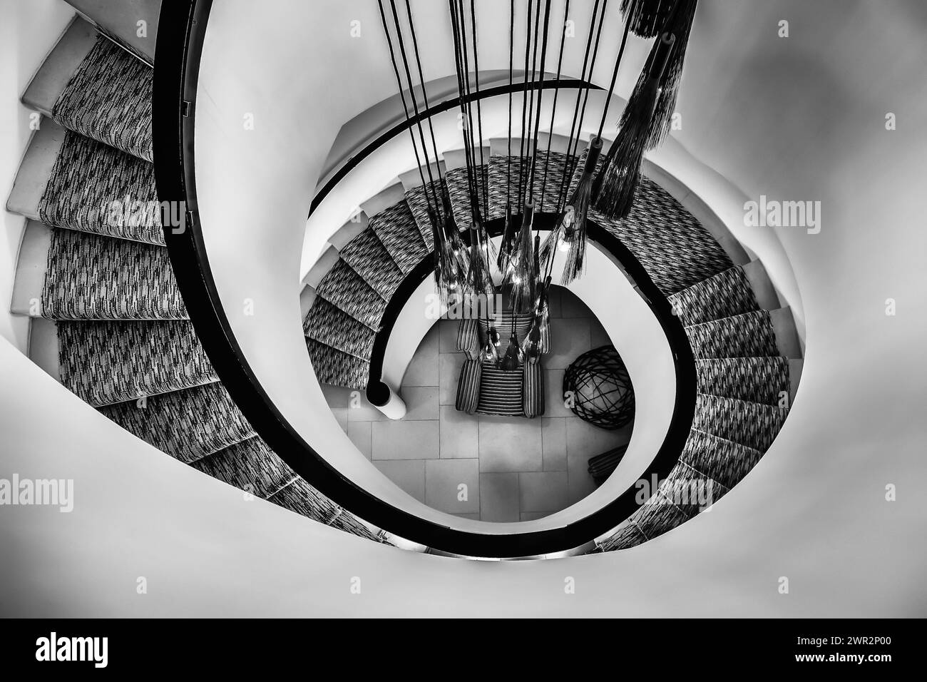 Watford, UK, 24th Sept 2018, view of a stair in The Grove hotel, Hertfordshire, England Stock Photo