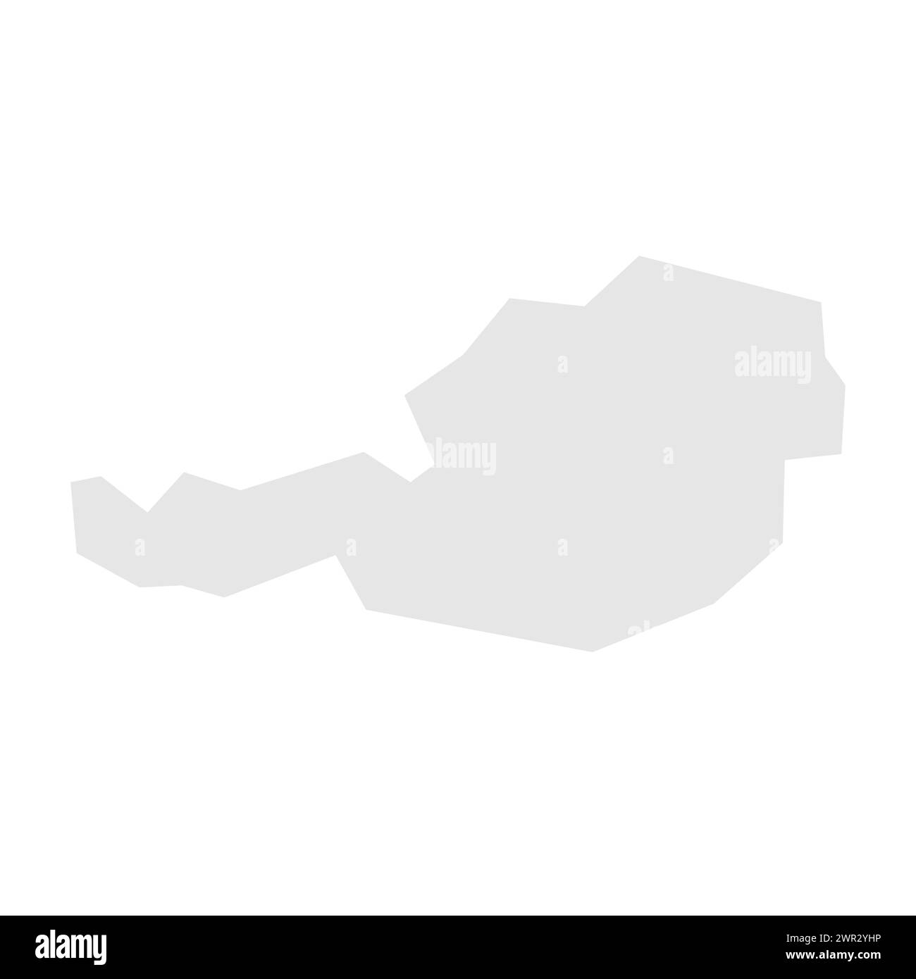 Austria country simplified map. Light grey silhouette with sharp corners isolated on white background. Simple vector icon Stock Vector