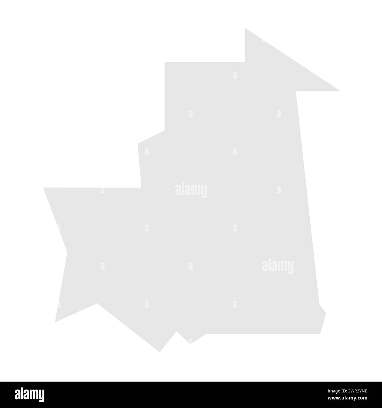 Mauritania country simplified map. Light grey silhouette with sharp corners isolated on white background. Simple vector icon Stock Vector
