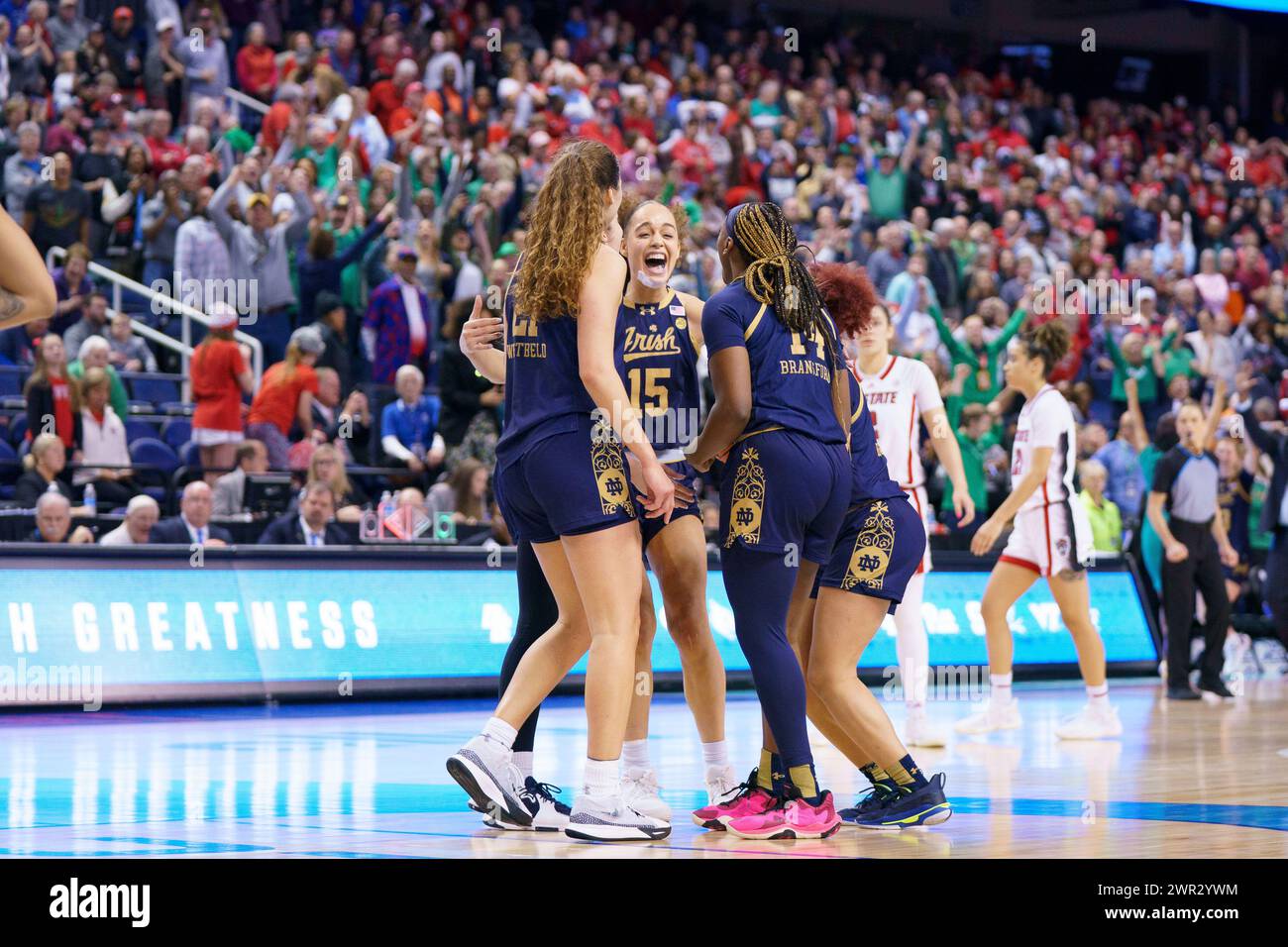 Greensboro, North Carolina, USA. 10th Mar, 2025. Notre Dame players