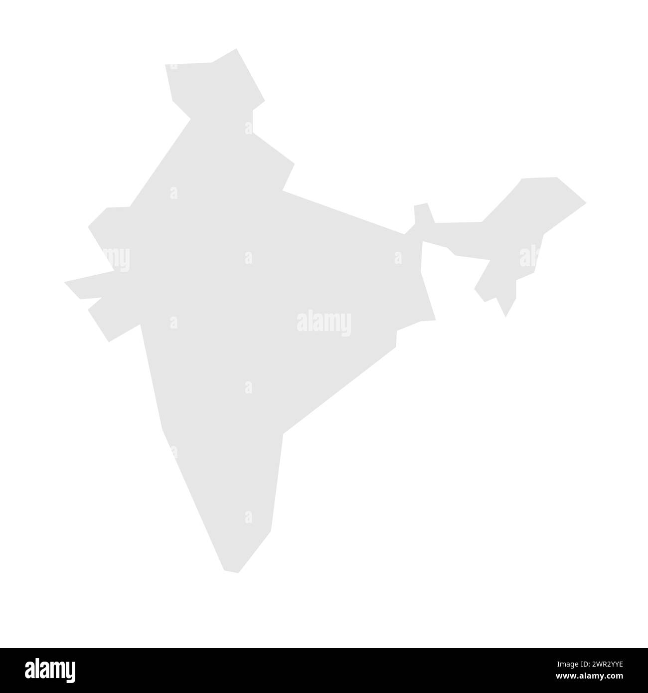 India country simplified map. Light grey silhouette with sharp corners isolated on white background. Simple vector icon Stock Vector