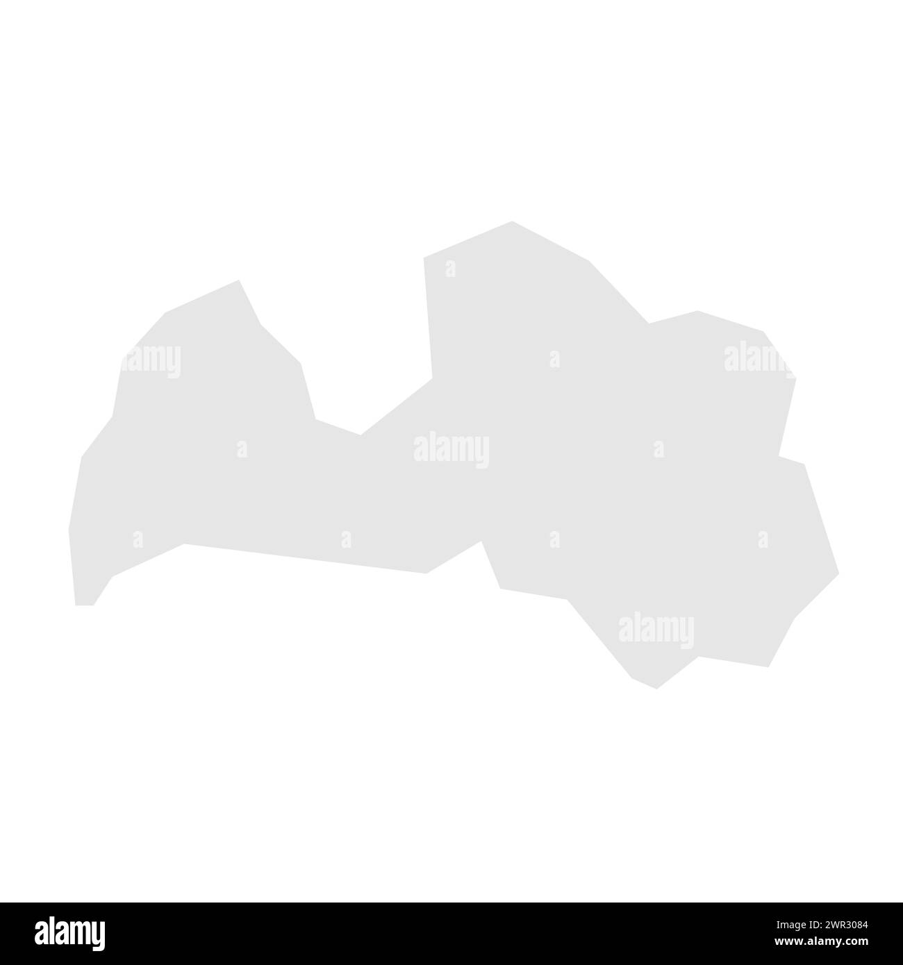 Latvia country simplified map. Light grey silhouette with sharp corners isolated on white background. Simple vector icon Stock Vector