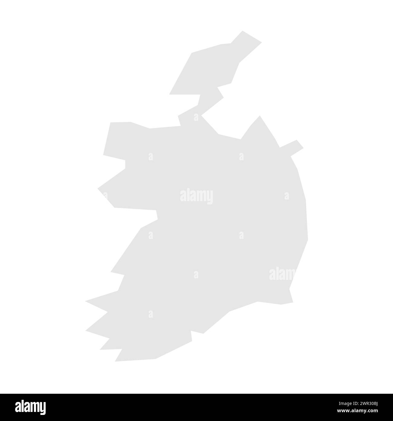 Ireland country simplified map. Light grey silhouette with sharp