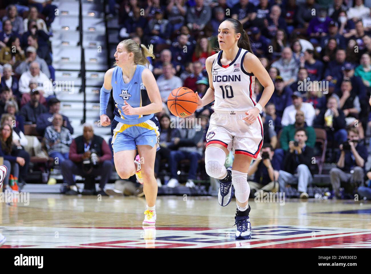 UNCASVILLE, CT MARCH 10 UConn Huskies guard Nika Muhl (10) fast